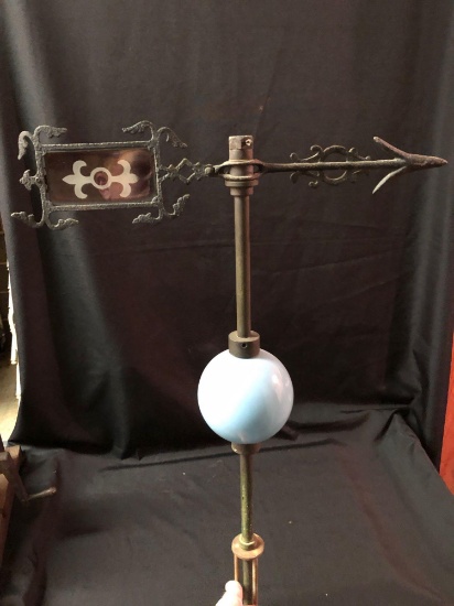 Lightning rod with weathervane & glass ball