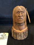 Hand-carved Native American head