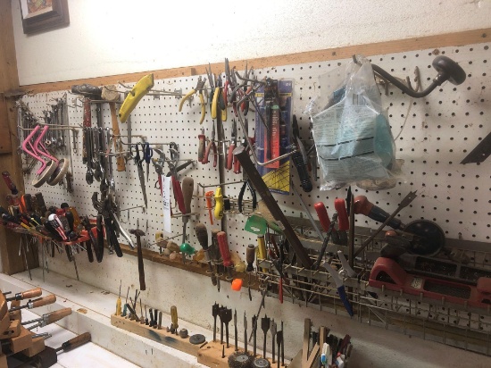 Handtools. Pliers, wrenches, crescent wrenches, assorted wrenches.