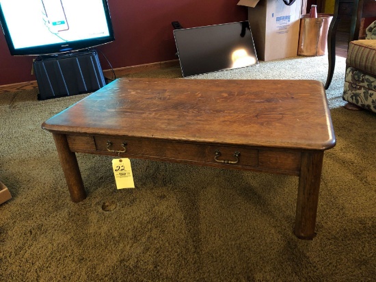 Early oak coffee table w/ drawer