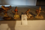 (4) Hand painted bird figurines