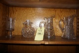 Heavy crystal water pitchers, covered jar