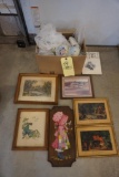 Hand painted china, framed pictures
