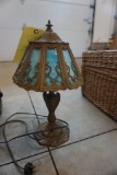 Early blue stained glass lamp