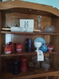 Assorted Glassware Incl. Fenton Mugs, Art Glass, Decanter, Rolling Pin, Fenton Harvest Plate