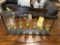Iron and glass floating bottle fireplace hearth/table display