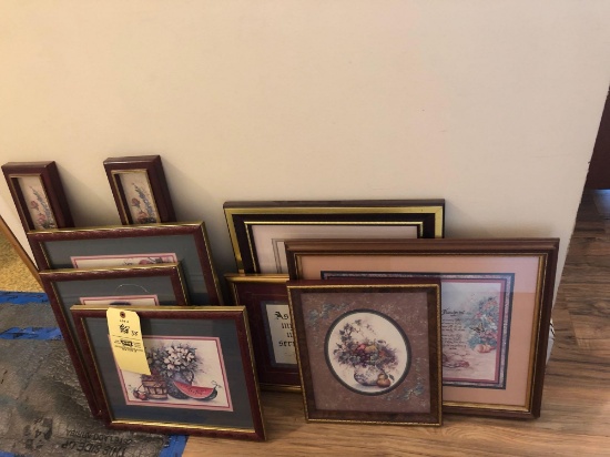 Lot of framed prints.