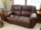 Brown leather loveseat, reclining