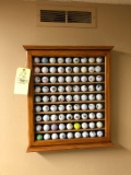 Advertising golf balls in nice oak case