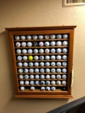 Advertising golf balls in nice oak case