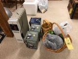 Electric heater, golfing coolers, baskets