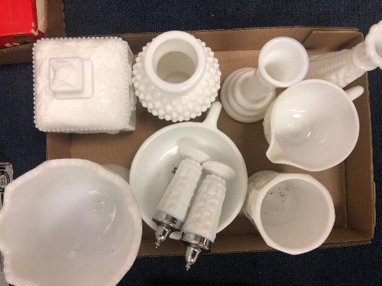 10 pieces milk glass