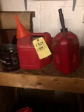 2 gas cans and used motor oil