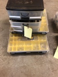 4 plastic parts bins