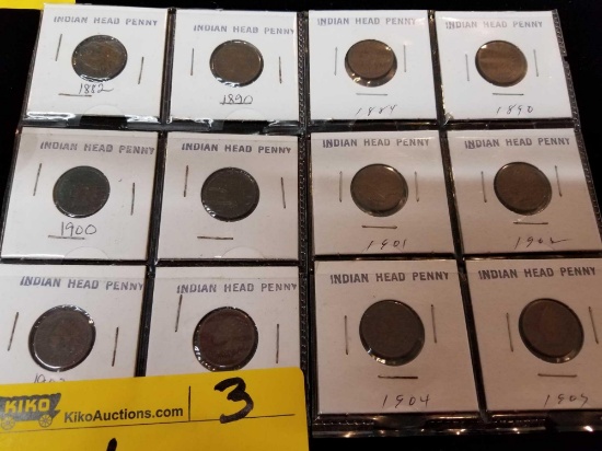 12 Indian head cents