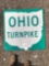 Metal Ohio turnpike reflective sign. Approximately 30