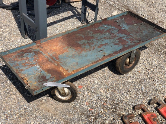 Metal cart with wheels, approximately 50 inches long