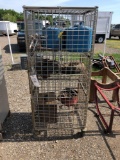 Wire cabinet on wheels with contents