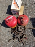 Fuel cans, steel mover clamps, welding helmet