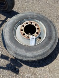 Large truck tire on rim