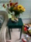Green Side Table and Faux Flowers