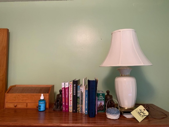 Books, Lamp, Lincoln Bookends