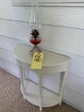 2 Tier Wood Stand Painted with Oil Lamp
