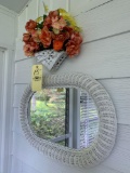 Wicker Mirror and Faux Flowers
