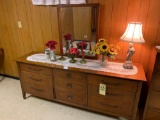 Dresser with Decor, Cherub Style Lamp (Chair Lamp) and Contents