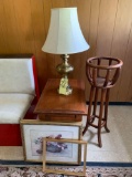 Side Table, Lamp, Frames, Plant Holder, Rug