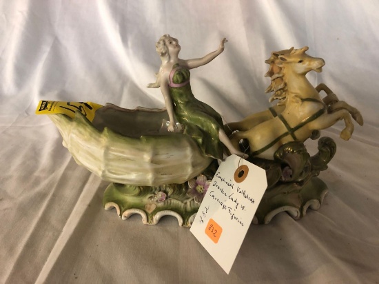 Dresden lady and carriage figurine