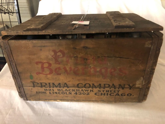 Prima Beverages Company wooden crate with bottles