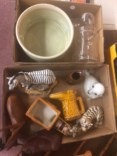 Collectibles, glassware, pottery, animal figurines, displays, etc.