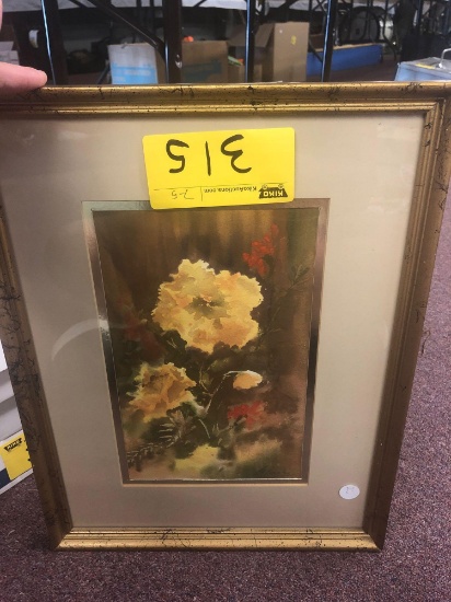 Framed floral artwork signed Pat Ripple