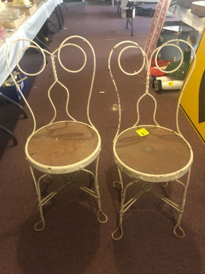 Pair of ice cream parlor vintage chairs