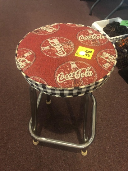 Prom barstool with Coca-Cola seat, embroidered