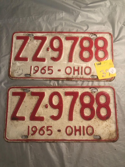 Pair of 1965 Ohio license plates