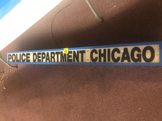 Chicago Police Department light box, wooden and plastic, 72? long