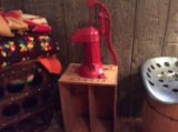 Wood crate w/ pitcher pump