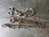 Assorted Chains with Hooks, Clevis, Straos, Binders