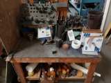 Assorted Drill Bits, Parts, Wood Work Bench