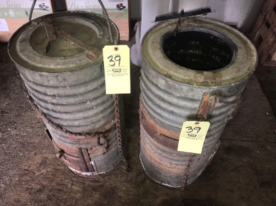 Two galvanized containers