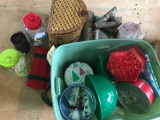 Basket, kitchenware, tins, etc