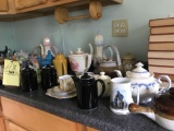 Teapots, glassware