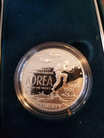 1991 Korean War memorial proof silver dollar