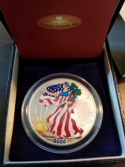 2000 Silver Eagle dollar, colorized