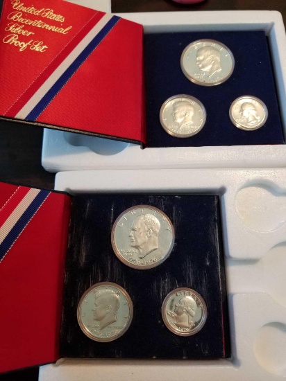 Bicentennial Eisenhower silver proof sets, bid x 2