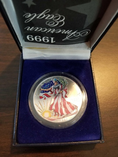 1999 Anerican Silver Eagle dollar, colorized