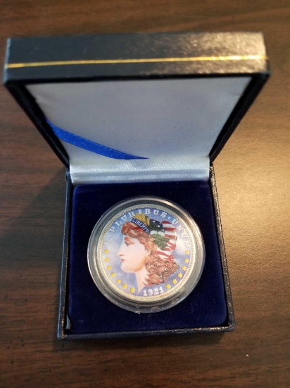 1921 Morgan dollar, full color