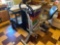 Metal rollaround shop cart, two office organizers, exerciser, office chair, scales